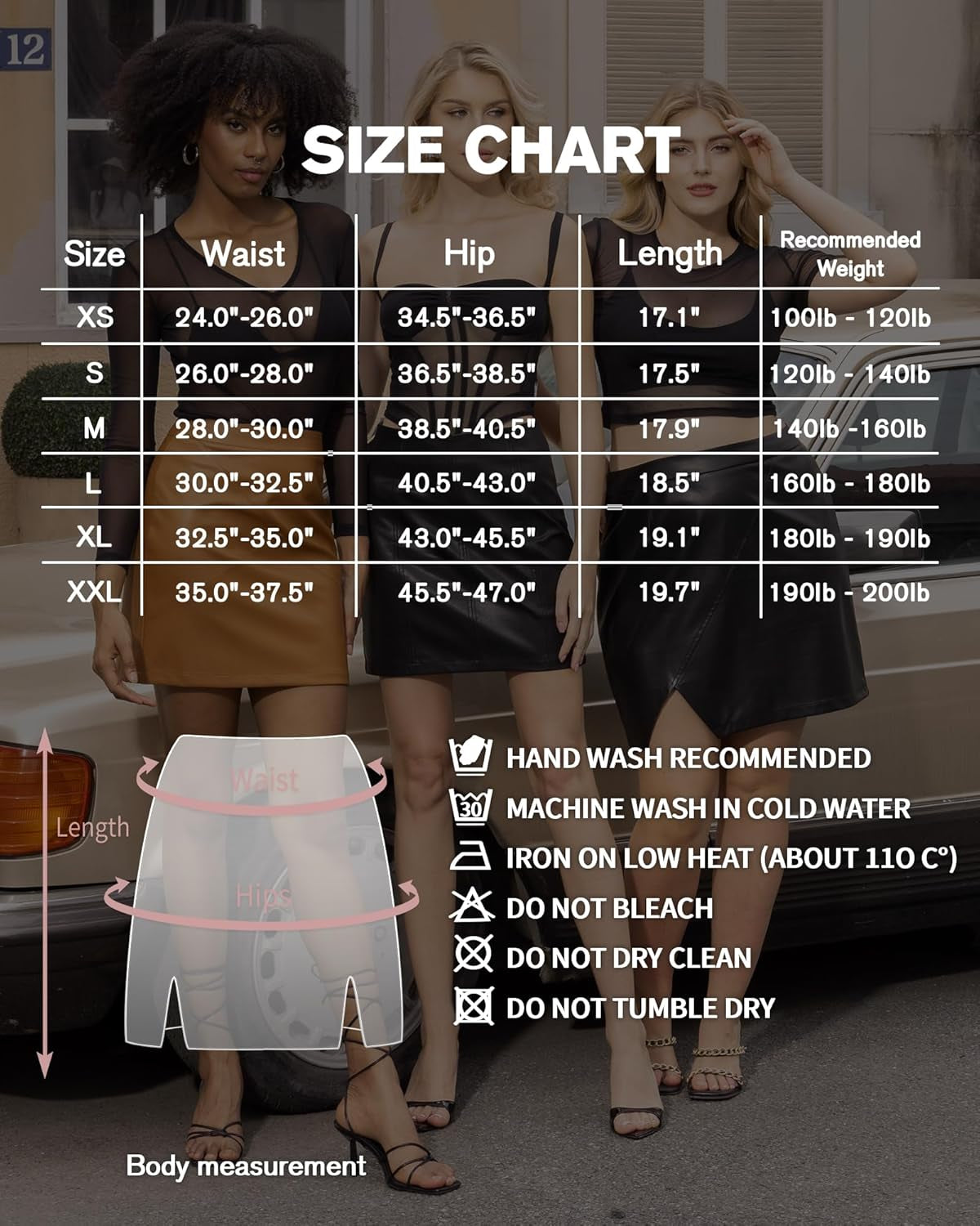 Women Basic High Waisted Mini Short Pencil Bodycon Faux Leather Skirt