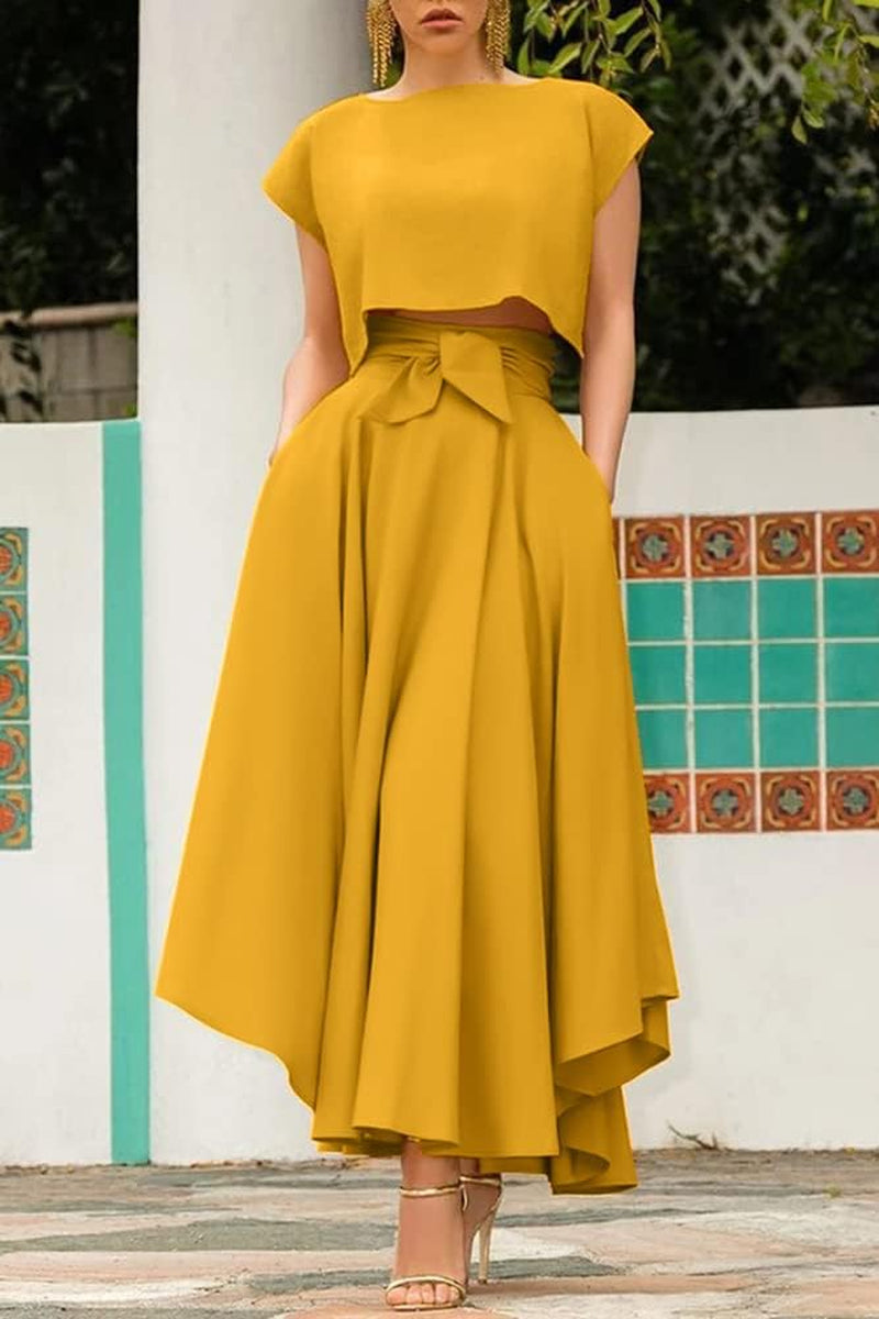 Women'S Elegant High Waisted Side Slit Irregular Bohemian Maxi Skirt with Pockets