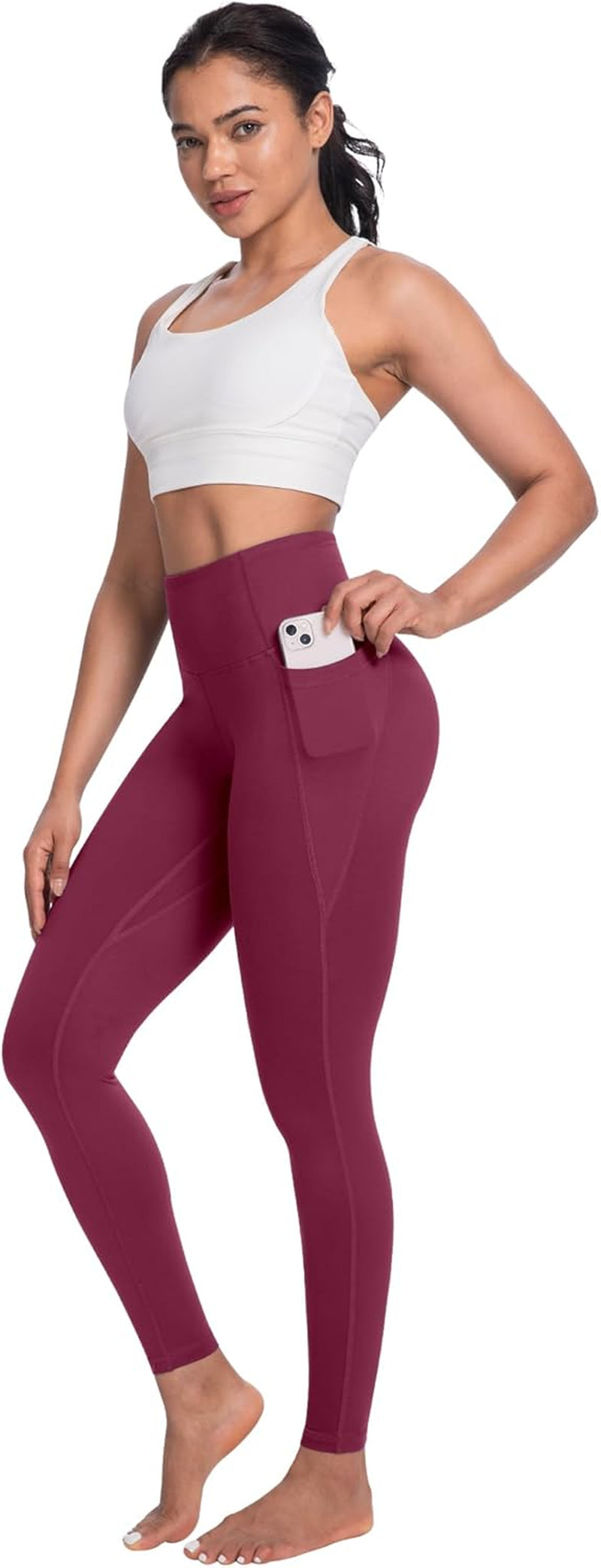4 Packs Yoga Leggings with Pockets for Women, Soft High Waisted Tummy Control Workout Pants