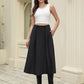 Women'S High Waisted Midi Skirts Business Casual Flare Dressy Work a Line Pleated Skirt with Pockets