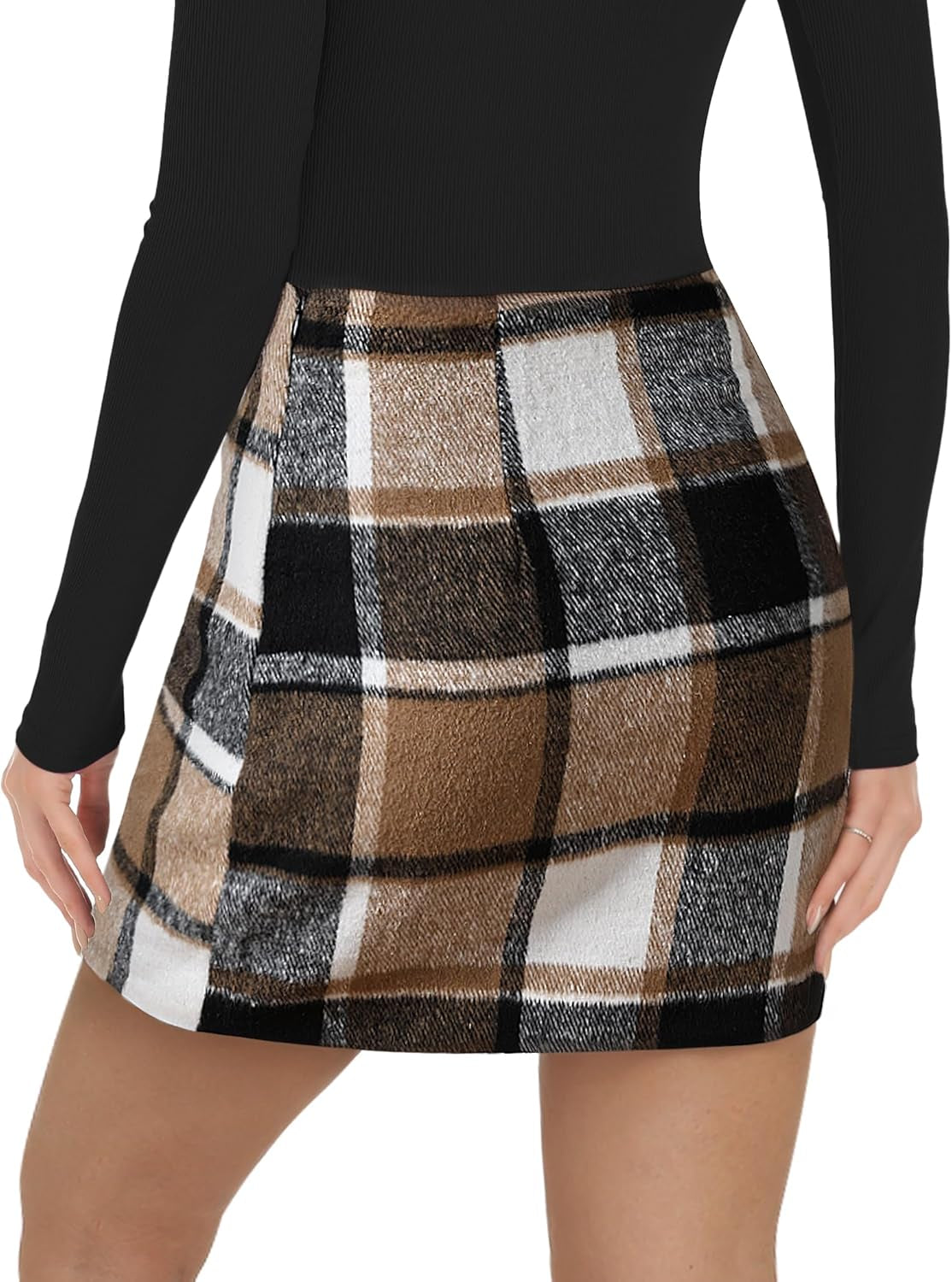 Plaid Skirts for Women, Pencil Mini Skirts for Women High Waist Bodycon Christmas Holiday Fall Winter Skirts 2025 Trendy