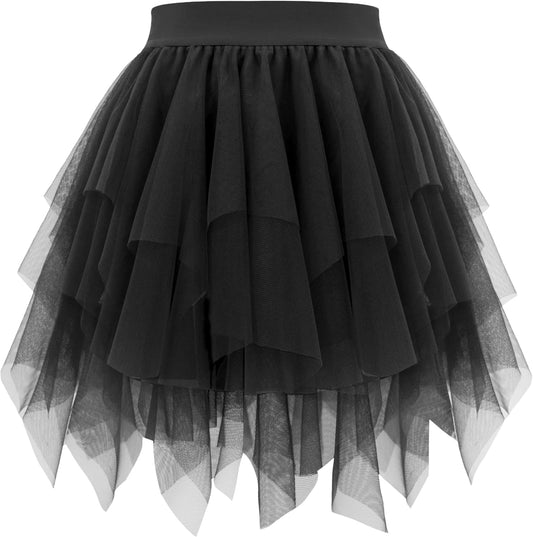 Women'S Tulle Skirts High Low Layered Puffy Fairy Skirt Mini Party Costume Irregular Adults Tutus