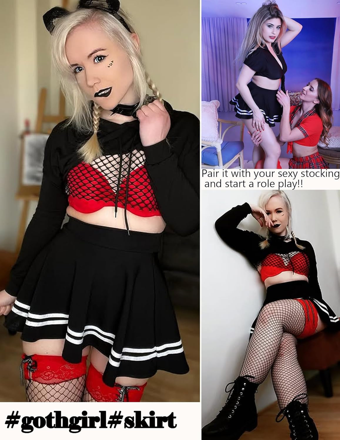 Womens Pleated Skirt School Uniform Skirt Mini Skirt Pleated Cheer Skirt