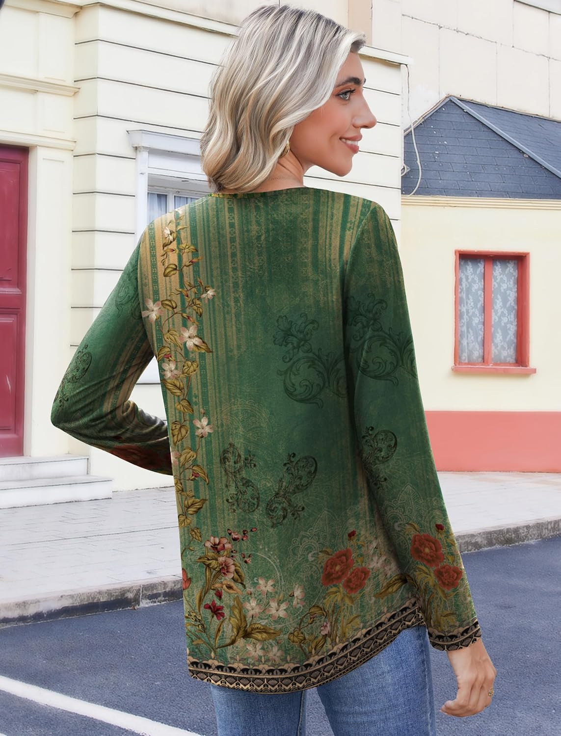 Womens Tops Long Sleeve Shirts 2025 V Neck Fall Blouses Dressy Casual Fashion Winter Work Tunic