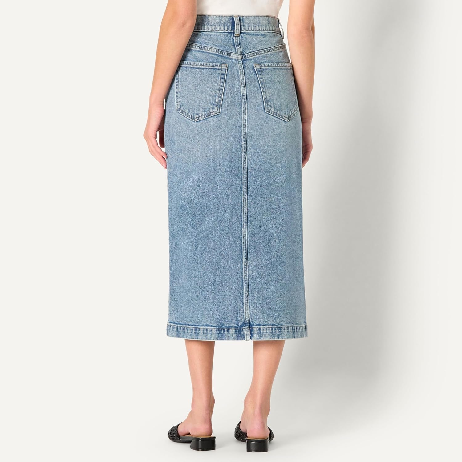 Women'S Low Stretch Regular-Fit High-Rise Long Jean Skirt