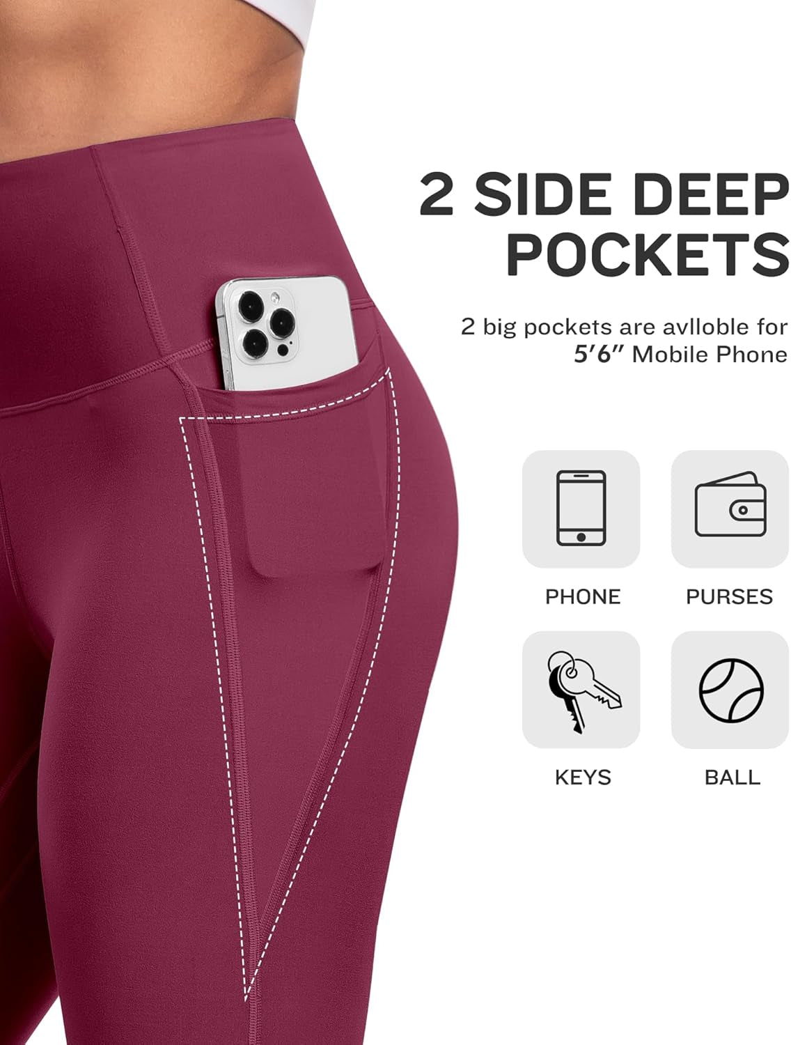 4 Packs Yoga Leggings with Pockets for Women, Soft High Waisted Tummy Control Workout Pants