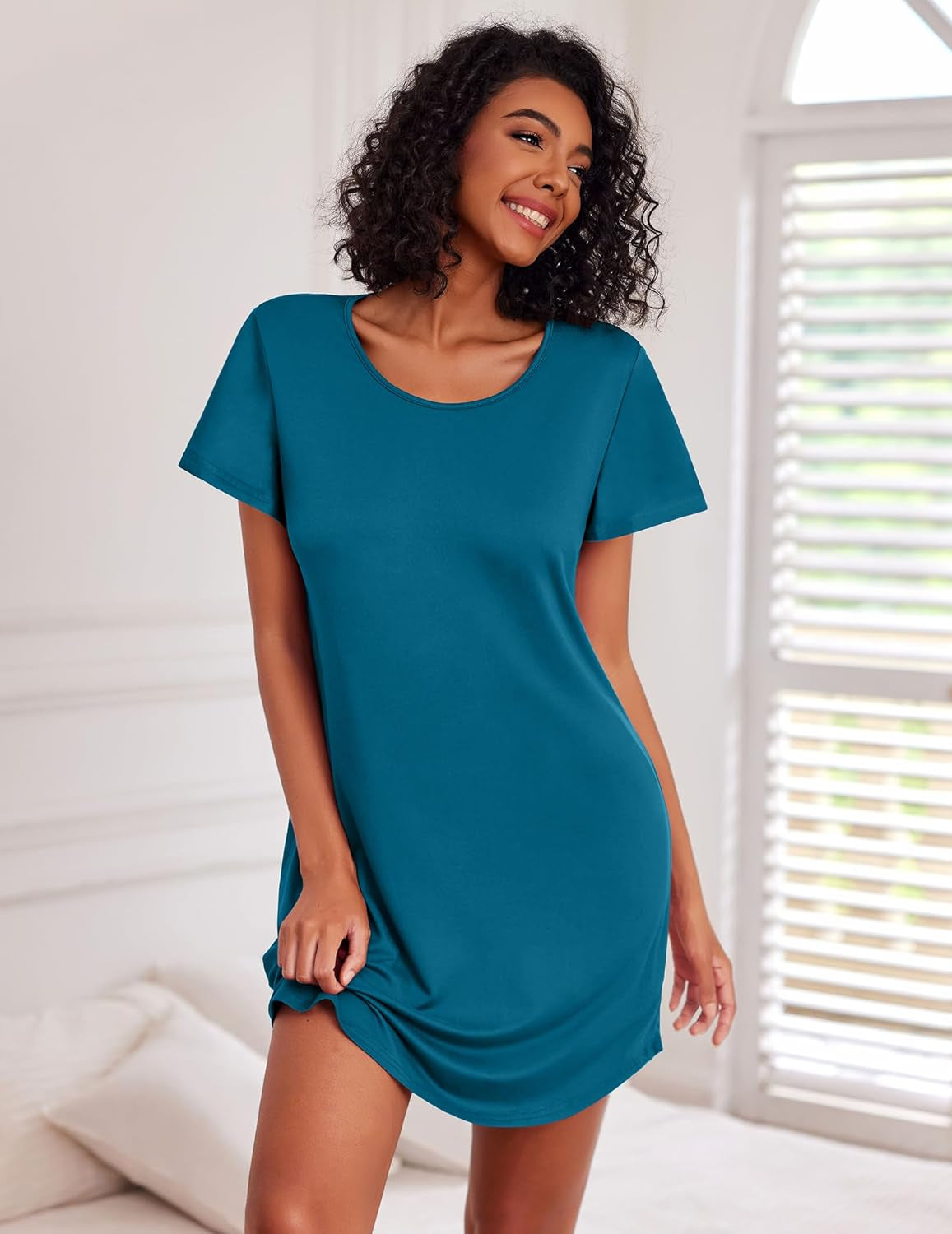 Cotton Nightgowns for Women 3 Pack Sleepshirts Short Sleeve Night Shirt Tshirt Night Gown Print Sleepwear Dress