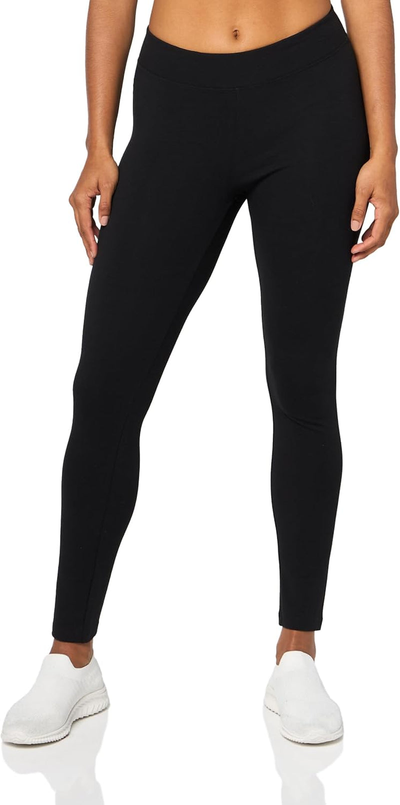 Casual Women'S Cotton Leggings for All Day Wear, Premium Blend, Stretchy Comfort Waistband, Black