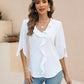 Womens Dressy Casual Blouses 3/4 Sleeve V Neck Ruffle Tops Business Ladies Summer Trendy Fashion Work Shirt