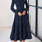 Long Sleeve Dress for Women 2025 Fall Elegant Modest Floral Boho Smocked Flowy Wedding Guest Midi Dresses