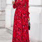 Women Fall Wedding Guest Maxi Dresses 2025 Floral V Neck Long Sleeve Boho Long Dress Vacation
