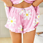 Womens Satin Pajamas Set Button down 2 Piece Silk Pjs Shorts Set Ruffle Lingerie Notch Collar Sleepwear