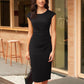 Women'S Wear to Work Dresses 2025 Cap Sleeve Sheath Bodycon Midi Dress Ruched Business Office Pencil Dress