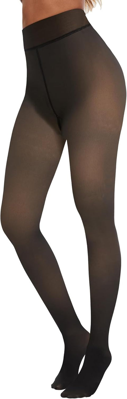 Fleece Lined Tights Women — Pantyhose Colorful Opaque Black Sheer Thermal Winter Warm Leggings under Dress