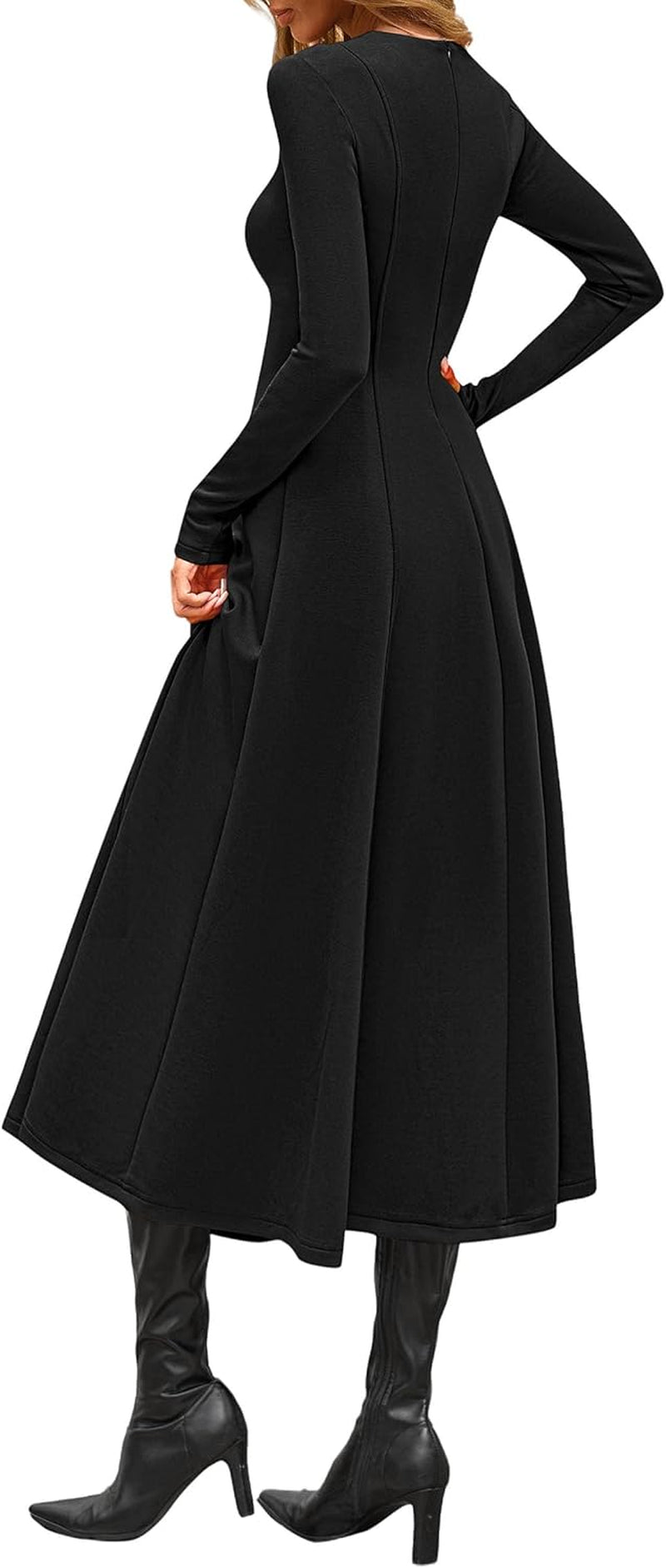 Cocktail Dresses for Women 2025 Elegant Classy Fall Long Sleeve Midi a Line Flowy Modest Winter Party Dress
