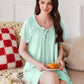 Nightgowns for Women Pleated Sleep Shirts Short Sleeve Night Shirts Comfy Ladies Sleepdress