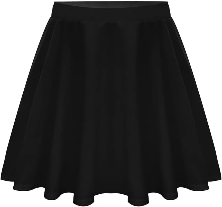 plus Size Basic Versatile Stretchy Elastic Waist Flared Casual Mini Skater Skirt/Pleated Plaid Skirt for Women XL-5XL