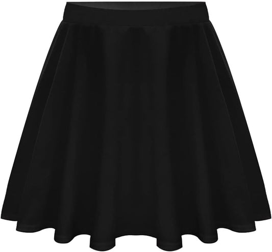 plus Size Basic Versatile Stretchy Elastic Waist Flared Casual Mini Skater Skirt/Pleated Plaid Skirt for Women XL-5XL