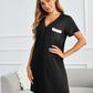 Women Striped Nightgowns Button down Sleepshirts Short Sleeves Nightshirts