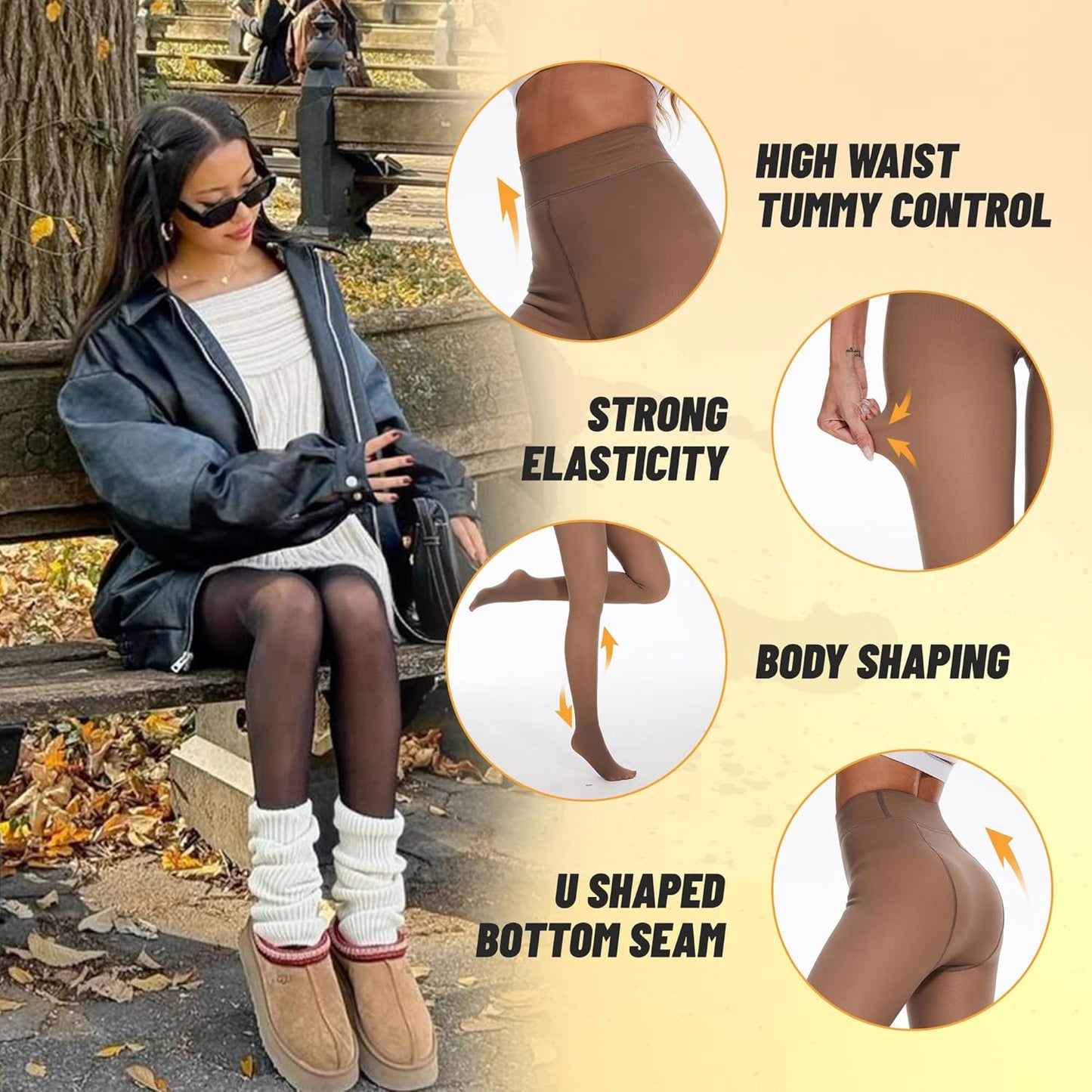 Fleece Lined Tights Women — Pantyhose Colorful Opaque Black Sheer Thermal Winter Warm Leggings under Dress