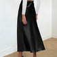 2025 Womens Summer Fall Long Satin Skirt Silk Elegant High Waist Cocktail Party Wedding Flowy A-Line Midi Skirts