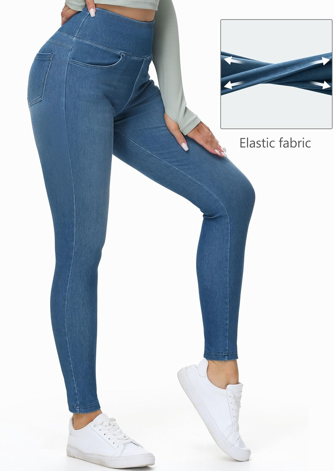 Women'S High Waisted Jeggings Pants Stretchy Tummy Control Skinny Jean Leggings with Pockets