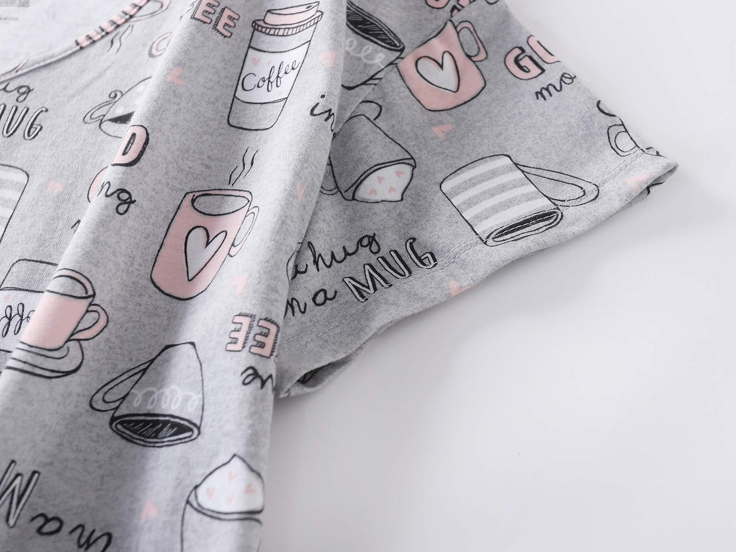 3 Pack Women'S Cotton Nightgown Sleepwear Short Sleeves Shirt Casual Print Sleepdress