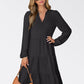 Womens Fall Midi Dresses Long Sleeve V Neck Swing Tiered Work Business Casual 2025 Flowy Beach Vacation Dress