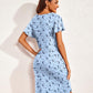 Women'S Nightgown Short Flare Sleeve Sleepshirt V-Neck Sleepwear Soft Nightshirt Pajama Dress S-XXL