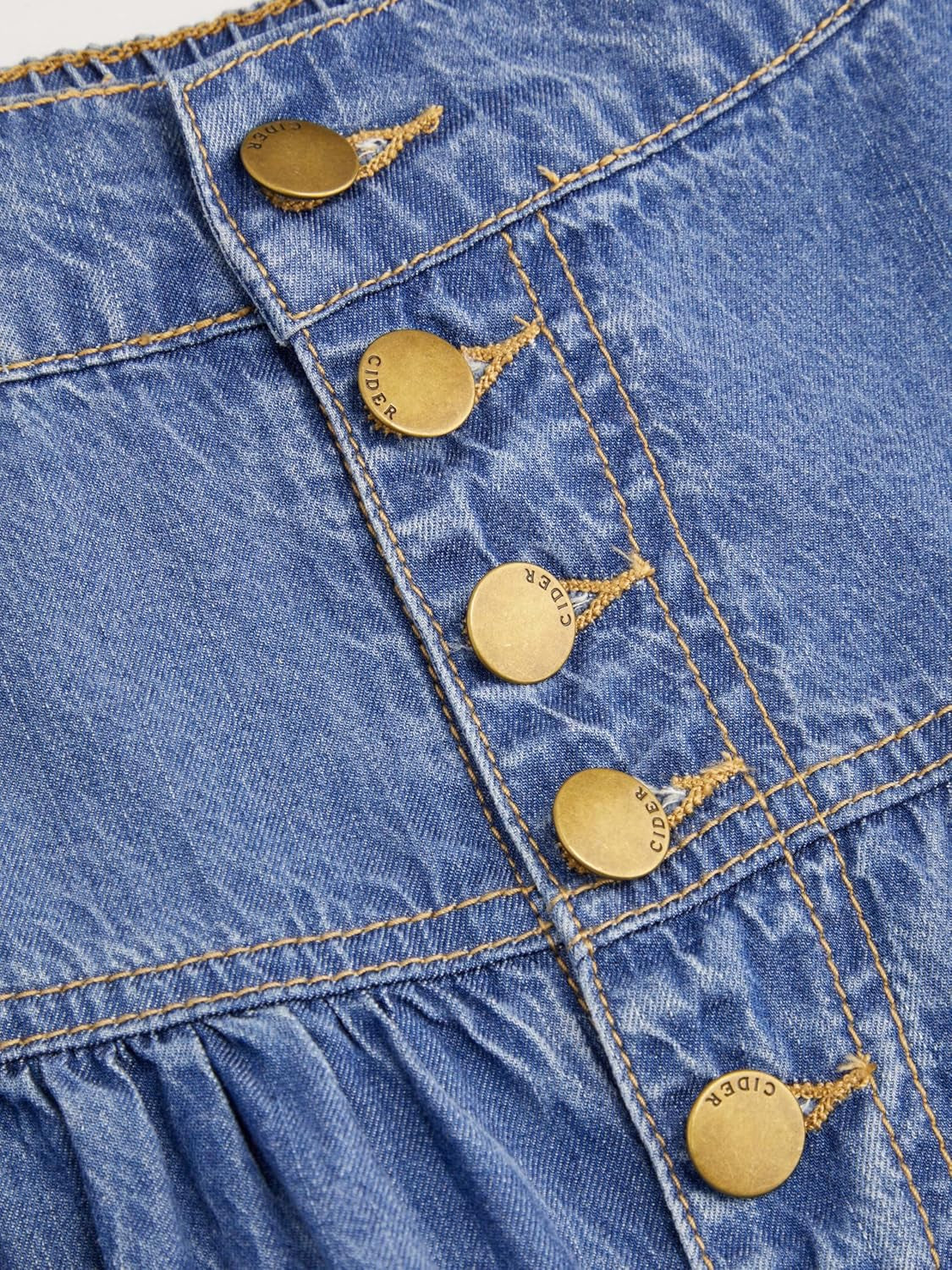 Women’S Long Jean Denim Tiered Button down High Waisted Maxi Skirts