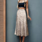Womens Leopard Print Skirt Midi Long Length Silk Satin High Waist Elastic Skirts
