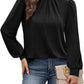 Long Sleeve Shirts for Women Mock Neck Tops Pleated Front Blouses Dressy Casual Fall Clothes 2025 Fashion