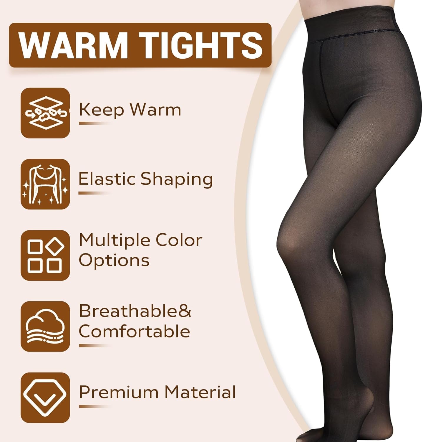 Fleece Lined Tights Sheer Women - Fake Translucent Warm Pantyhose Leggings Sheer Thick Tights for Winter