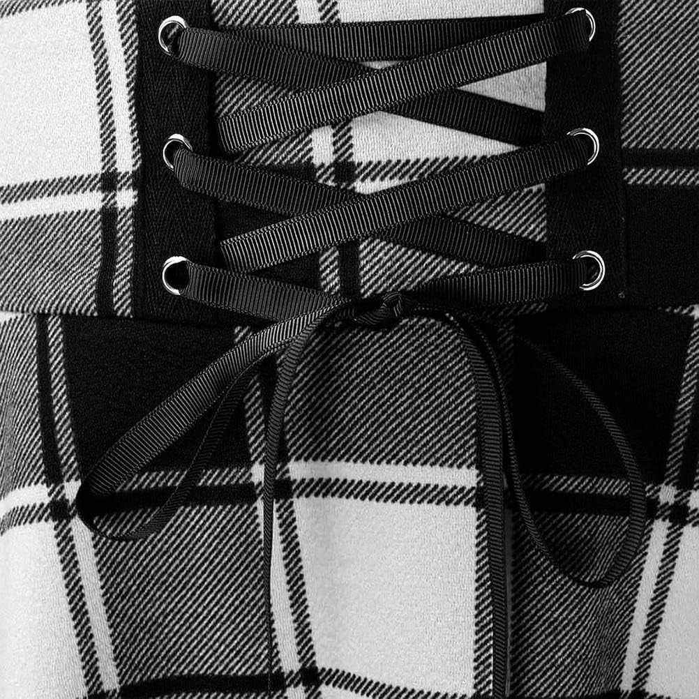 Gothic Plaid Mini Skirts for Women Short High Waist Plaid Skirts