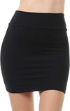 Basic Double-Layer Cotton Simple Stretchy Tube Pencil Mini Skirt