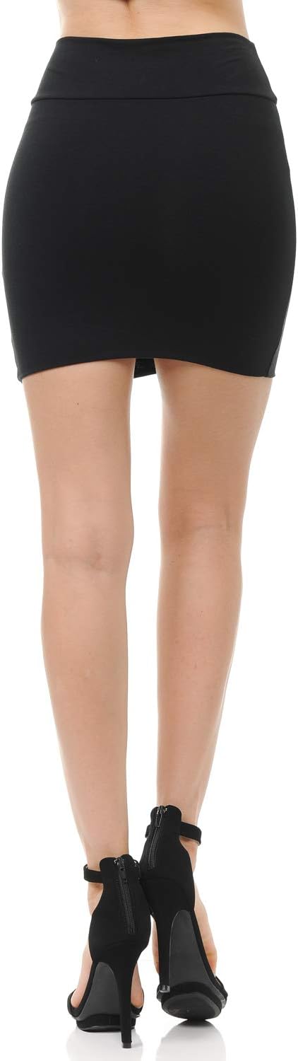 Basic Double-Layer Cotton Simple Stretchy Tube Pencil Mini Skirt