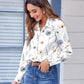 Button down Shirts for Women Dressy Floral Printed Long Sleeve Blouse Business Casual Work Tops