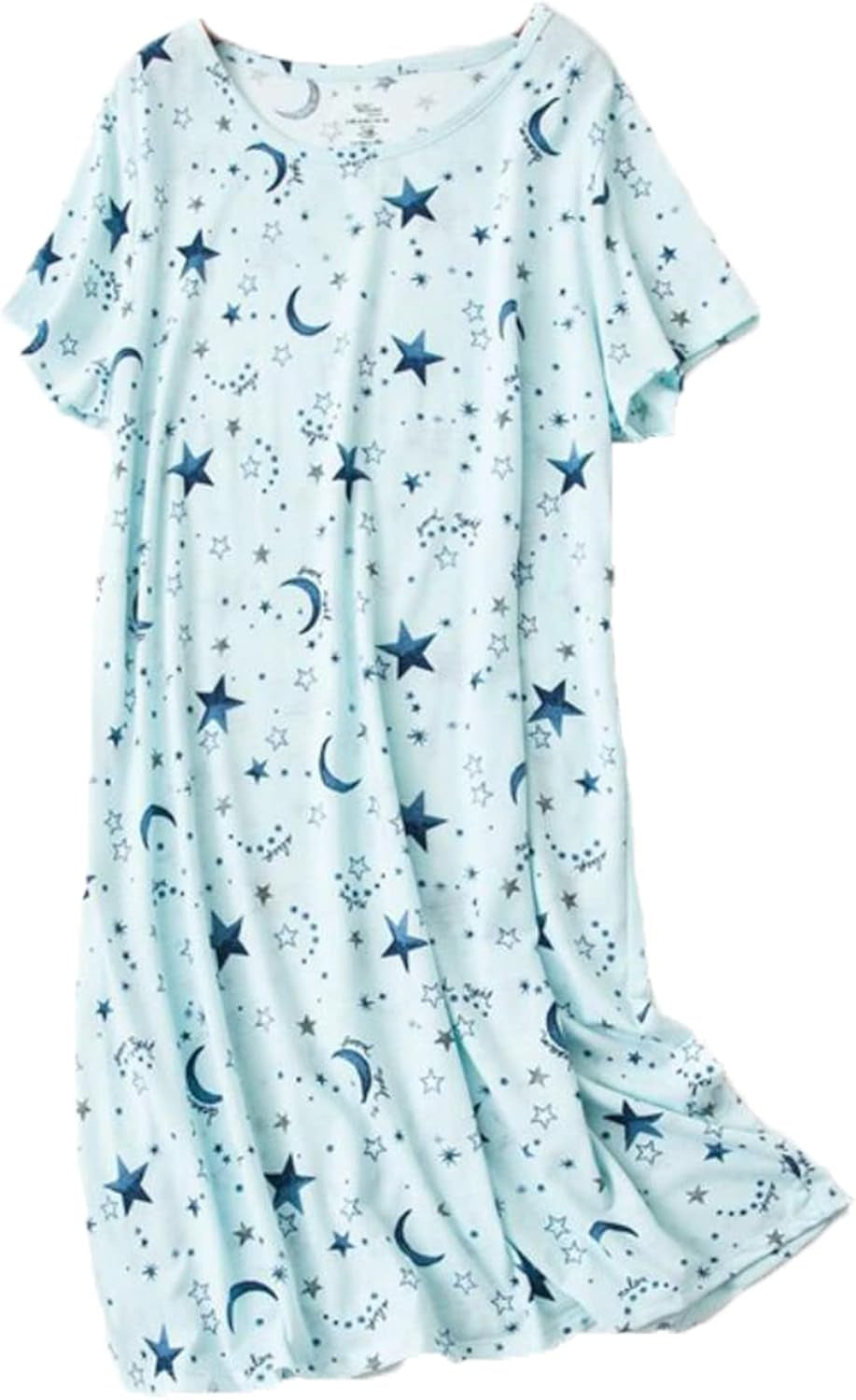 3 Pack Women'S Cotton Nightgown Sleepwear Short Sleeves Shirt Casual Print Sleepdress