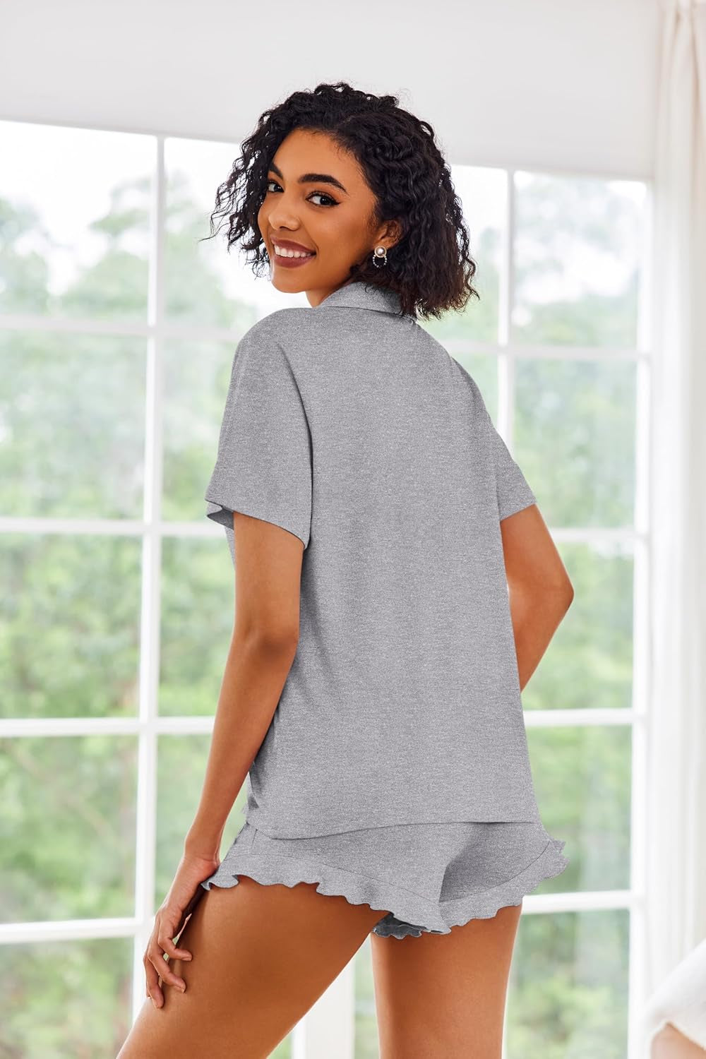 Pajamas Set for Women Short Sleeve Sleepwear Button down Pjs Lounge Sets Soft Nightwear