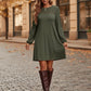 Fall Dresses for Women 2025 Crew Neck Long Sleeve a Line Shift Dress Solid Color Loose Fit Mini Dress