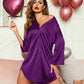 Satin Nightgowns for Women Silk Sleepwear Button down Sleepshirt 3/4 Sleeve V-Neck Nightshirts with Pockets