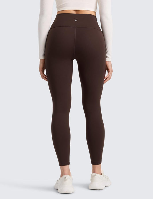 Womens Fleece Lined Leggings 25'' Matte - Casual Lounge Workout Yoga Thermal High Waisted Pants Winter Warm