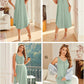 Sleeveless Nightgowns for Women Long Night Gown Pleated Full Length Sleepwear Tank Sleep Dress Slit Dress S-2XL