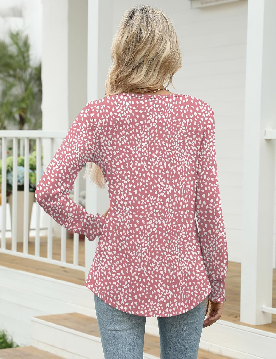 Women Tops Long Sleeve Blouses Dressy Casual Crewneck Pleated Tunic Shirts 2025 Loose Fashion Clothes