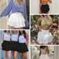Women'S Cute High Waist Ruffle Mini Skirt Layered Ruffle Hem Flared Flowy Casual Swing Beach Mini Short Skirt