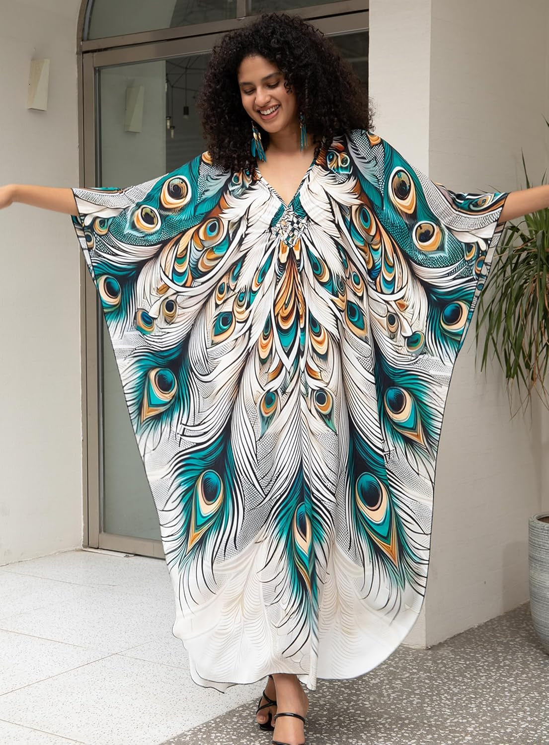 Kaftan Dress for Women,2025 plus Size Hawaiian Batwing Sleeve Beach Cover up Summer Swimsuit Dresses