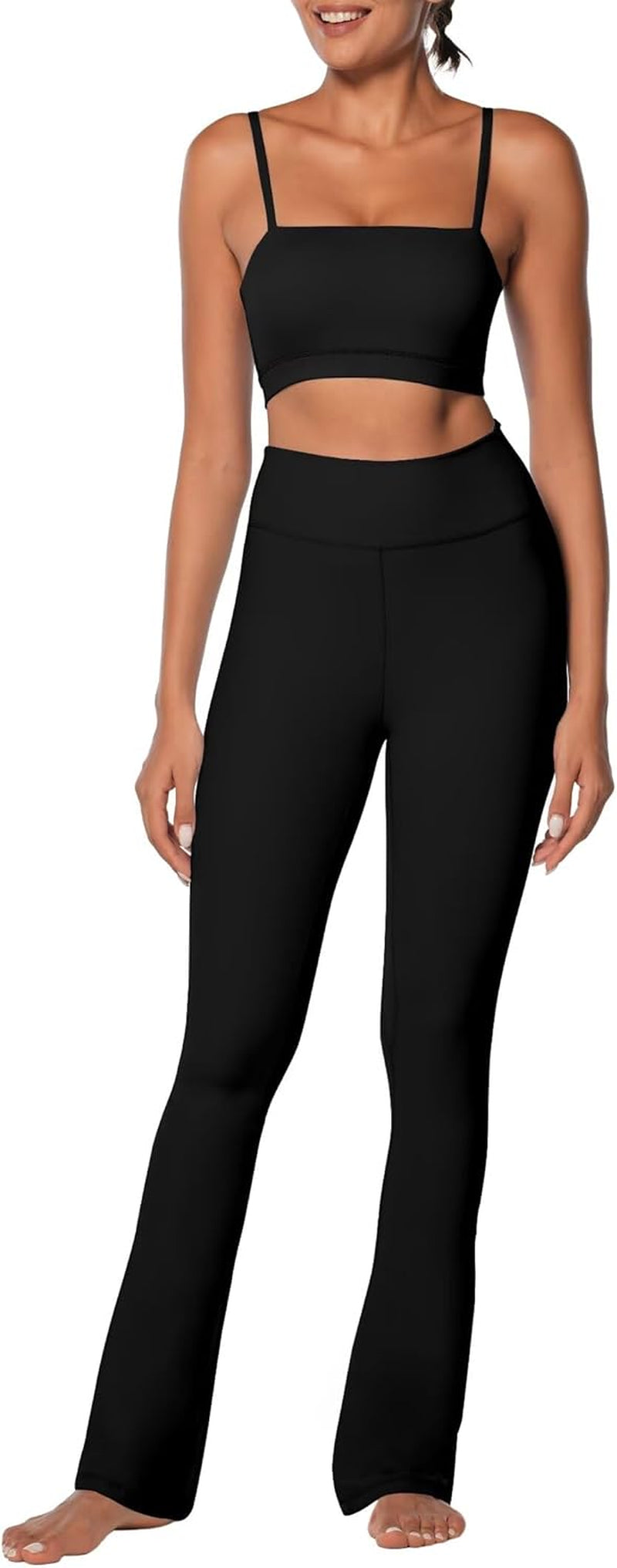 High Waist Mini Flared Leggings for Women, Tummy Control Casual Flare Yoga Pants for Yoga Workout Gym