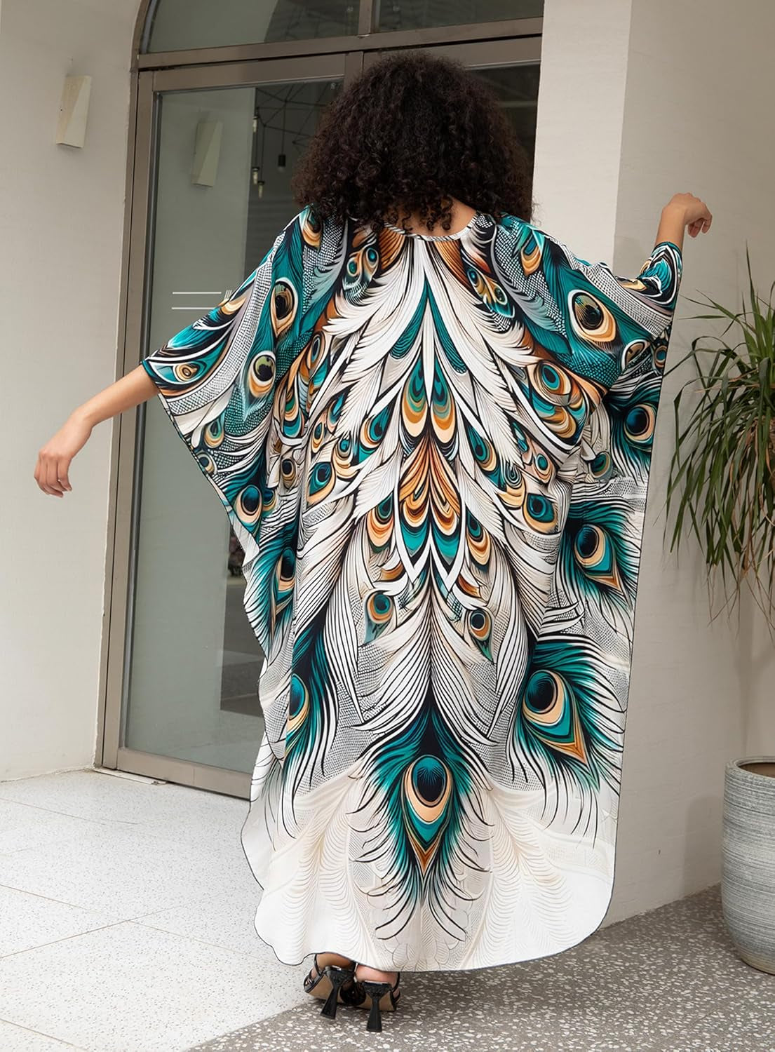 Kaftan Dress for Women,2025 plus Size Hawaiian Batwing Sleeve Beach Cover up Summer Swimsuit Dresses