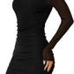 Women'S Mesh Sheer Long Sleeve Ruched Mini Dress Sexy Bodycon Mock Neck Cocktail Party Club Dresses 2025