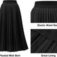 Pleated Midi Skirts for Women, Long Aline High Elastic Waisted Holiday Party Skirt